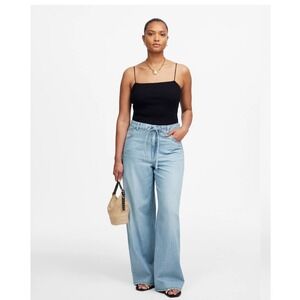 Madewell Women 25 Blue Jeans Curvy Superwide Leg High Waist Tie
